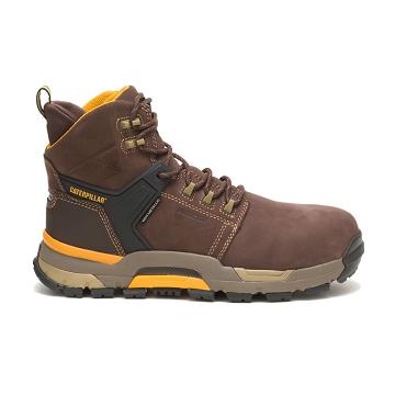 Men's Caterpillar CAT EDGE Waterproof Nano Toe Safety Boots Coffee | SG2424YU
