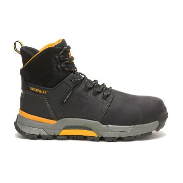 Men's Caterpillar CAT EDGE Waterproof Nano Toe Waterproof Boots Black | SG2493GL