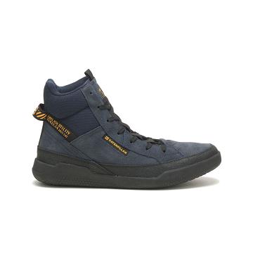 Men's Caterpillar CODE Hex Hi Utility Sneakers Blue | SG2672AP