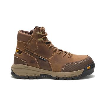 Men's Caterpillar Device Waterproof Composite Toe Safety Boots Brown | SG2379NB