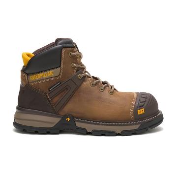 Men's Caterpillar Excavator Superlite Waterproof Carbon Composite Toe Waterproof Boots Coffee | SG2496SO