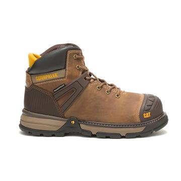 Men's Caterpillar Excavator Superlite Waterproof Soft Toe Work Boots Brown | SG2590CE