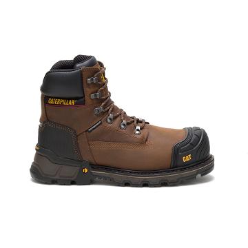 Men's Caterpillar Excavator XL 6" Waterproof Composite Toe Work Boots Brown | SG2583EX