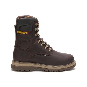 Men's Caterpillar Fairbanks 8" Waterproof TX Steel Toe Work Boots Coffee | SG2574SO