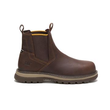 Men's Caterpillar Fairbanks Chelsea Steel Toe Work Boots Coffee | SG2457NB