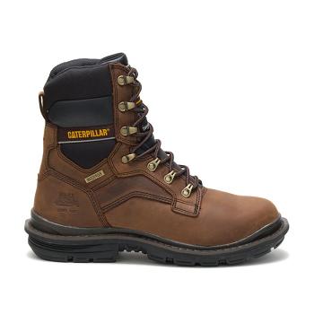 Men's Caterpillar Flexion Generator 8" Waterproof Thinsulate™ Steel Toe Work Boots Coffee | SG2552IS