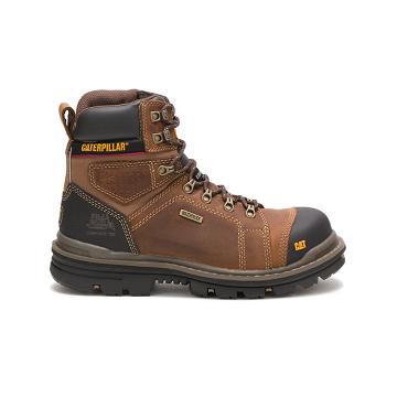 Men's Caterpillar Hauler 6" Waterproof Composite Toe Work Boots Brown | SG2554YU