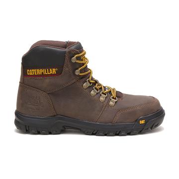 Men's Caterpillar Outline Steel Toe Work Boots Coffee | SG2561NB