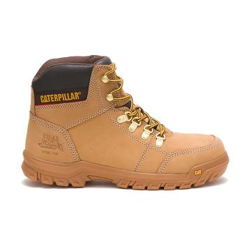 Men's Caterpillar Outline Steel Toe Work Boots Brown | SG2563VD