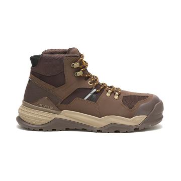 Men's Caterpillar Provoke Mid Waterproof Alloy Toe Safety Boots Brown | SG2418SO