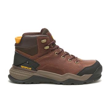 Men's Caterpillar Provoke Mid Waterproof Alloy Toe Safety Boots Coffee | SG2419AP