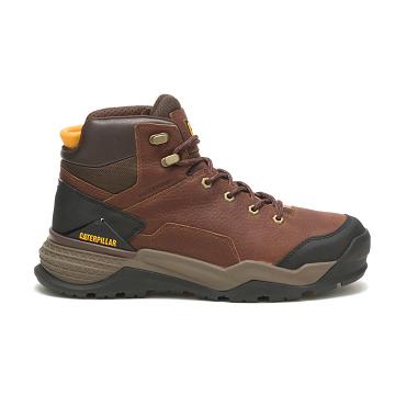Men's Caterpillar Provoke Mid Waterproof Safety Boots Coffee | SG2423UT
