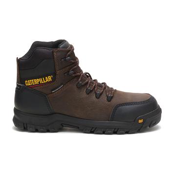 Men's Caterpillar Resorption Waterproof Composite Toe Work Boots Coffee | SG2578IS