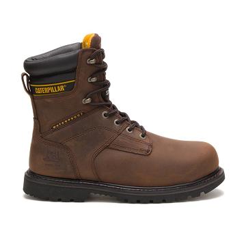 Men's Caterpillar Salvo 8" Waterproof Steel Toe Thinsulate™ Work Boots Coffee | SG2553UT