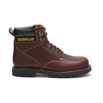 Men's Caterpillar Second Shift Safety Boots Burgundy | SG2353NB