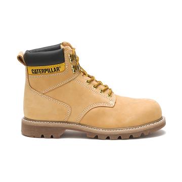 Men's Caterpillar Second Shift Steel Toe Work Boots Brown | SG2587NB