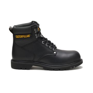 Men's Caterpillar Second Shift Steel Toe Work Boots Black | SG2589VD