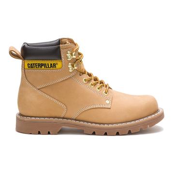 Men's Caterpillar Second Shift Work Boots Coffee | SG2596HK