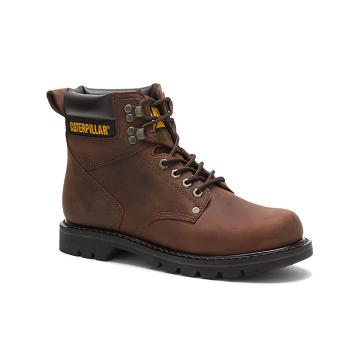 Men's Caterpillar Second Shift Work Boots Brown | SG2597GL
