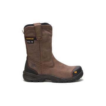 Men's Caterpillar Spur Steel Toe Work Boots Brown | SG2441GL