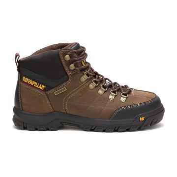 Men's Caterpillar Threshold Waterproof Steel Toe Safety Boots Brown | SG2381VD