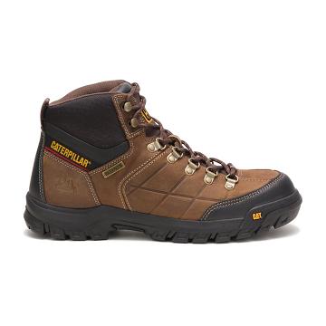 Men's Caterpillar Threshold Waterproof Work Boots Brown | SG2570HK