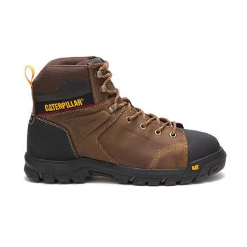 Men's Caterpillar Wellspring Waterproof Metatarsal Guard Steel Toe Safety Boots Coffee | SG2402WY