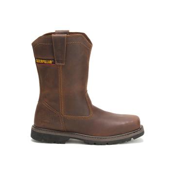 Men's Caterpillar Wellston Steel Toe Work Boots Brown | SG2440HK