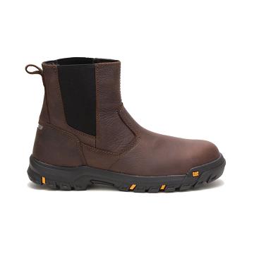 Men's Caterpillar Wheelbase Steel Toe Work Boots Coffee | SG2445AP