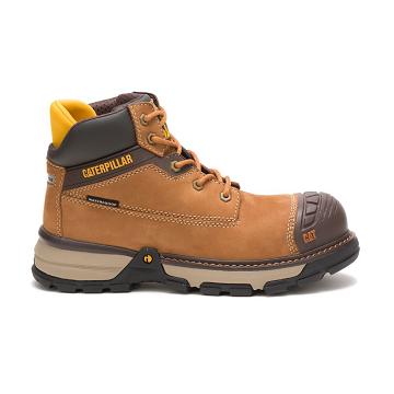 Women's Caterpillar Excavator Superlite Waterproof Carbon Composite Toe Work Boots Brown | SG2851QZ